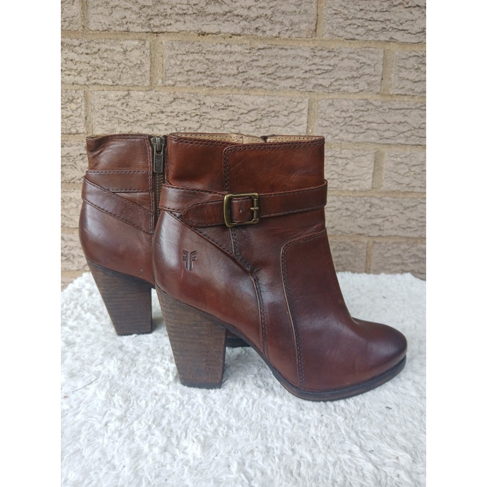 Frye Women's Brown Leather Patty Riding Booties Sz 6 Buckle Cowgirl Equestrian